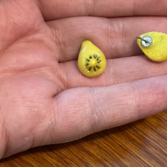 Lick it N Stick It Boob Earrings in Yellow - Picture 2 of 2